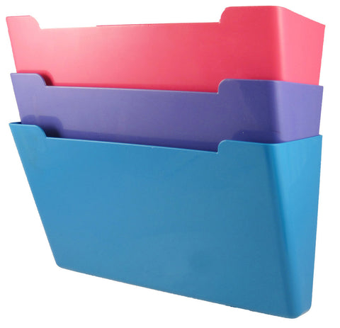 Wall File Pocket - Assorted Colors (Pink, Purple, Teal) - Letter Size - 3pk (27275)